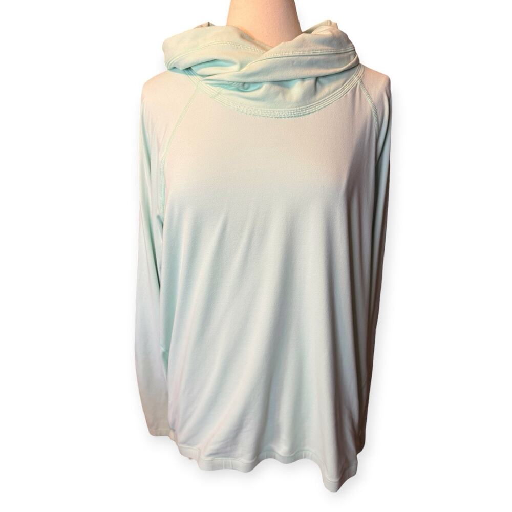 Lululemon Healthy Heart Pullover XL 14 Fresh Teal Thumbhole Cowl Neck